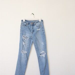 American Eagle Outfitters Light Blue Distressed Skinny Jeans